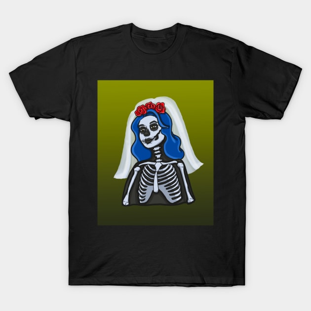 Skeleton Bride (background) T-Shirt by tesiamarieart